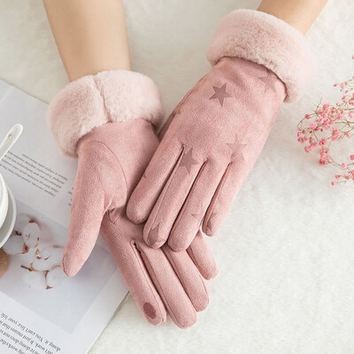 

New Fashion Winter Women Gloves Touch Screen Warm Thick Velvet Lady Full Finger Gloves