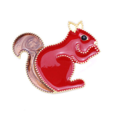 

Cartoon Red Squirrel Enamel Brooches Women Mens Alloy Lovely Animal Party Banquet Weddings Brooch Gifts