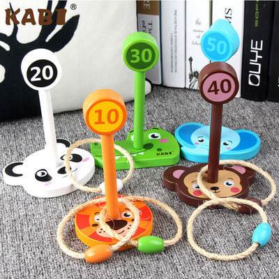 

YIWULAWooden Toys 5Pcs Set Animal Ring Throw Game Educational Puzzle Play Throw Toy