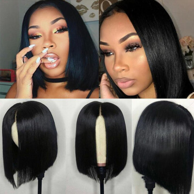 

Full Lace Wigs Bob Glueless Short Silky Straight Brazilian Human Hair Lace Front Wigs with Baby Hair for Women Middle Part