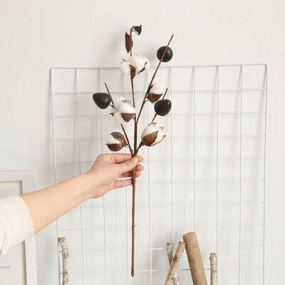 

Gobestart Artificial Naturally Dried Cotton Stem Farmhouse Flower Filler Floral Home Decor