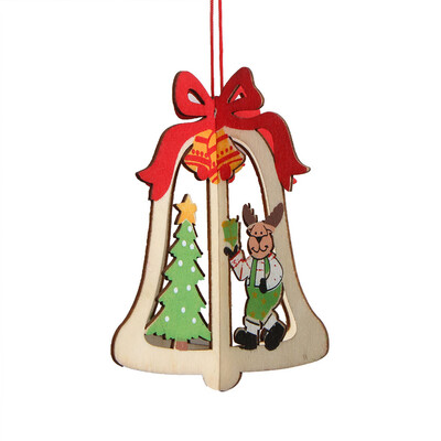 

Tailored 1PC New Christmas Tree Ornaments Hanging Xmas Tree Party Decor 3D Wooden Pendant