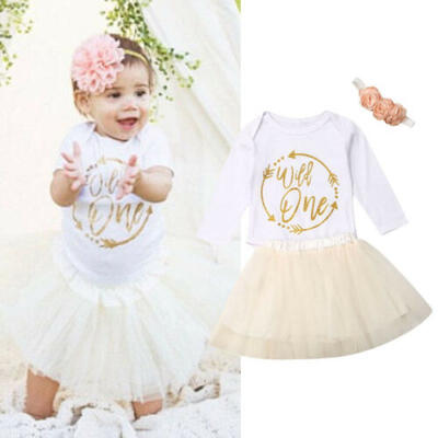 

Newborn Baby Girl Clothes Romper Tutu Skirt Dress Headband Birthday Party Outfit