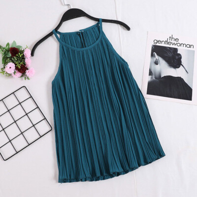 

Cosy Women Chiffon Tops Fashion Solid Color Sleeveless Ruched Camisole long Female clothes womens harajuku