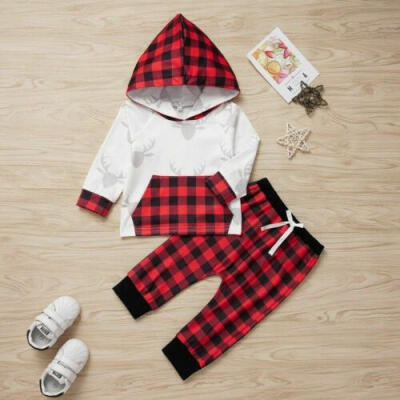 

Toddler Baby Boy Casual Hoodie Cotton Tops Long Pants Clothes 2Pcs Outfits Set