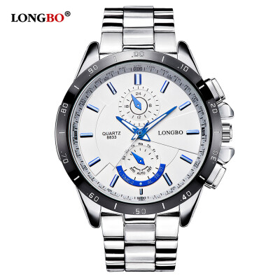 

LONGBO Brand New Fashion Sports Wristwatch Luxury Quartz Watches Men Alloy Strap Watches Man Waterproof Military Watch 8833