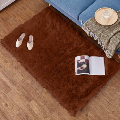 

Toponeto Wool Imitation Sheepskin Rugs Faux Non Slip Bedroom Shaggy Carpet Mats