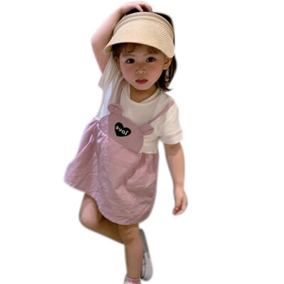 

Girls Dress Summer Casual Baby Girls Cartoon Letter Print Dress Denim Kids Toddler Short Sleeve Sundress Outfits 2-8T