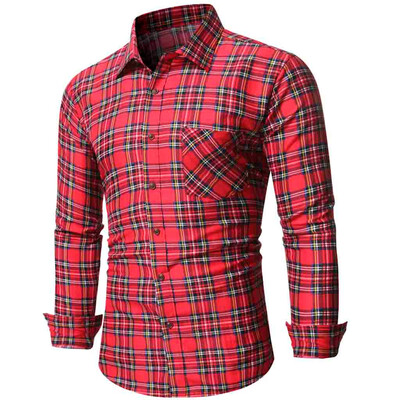 

Tailored Mens Plaid Casual Button Down Long Sleeve Shirt Top Blouse