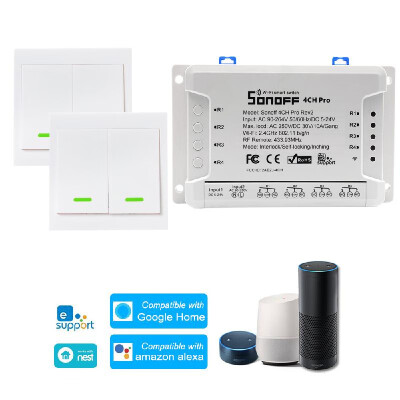 

1PCS SONOFF 4CH Pro R2 ITEAD RF 433MHz 4 Gang WiFI Switch 3 Working Modes InchingSelf-LockingInterlock WiFi Smart Switch Compati