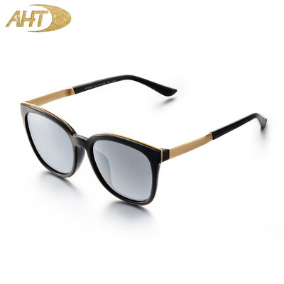 

AHT polarized sunglasses female Korean version of the tide net red glasses retro round face anti-UV sunglasses female black ash AP0009C1