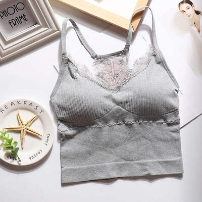 

Summer Tank Top Women Sexy Lace Camisole Beauty Back Seamless Padded Top