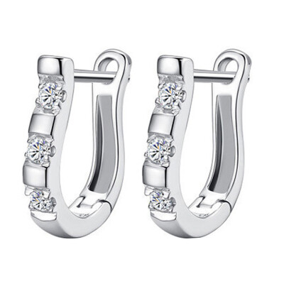 

Women Girls Harp Shape Earrings Silver Plated Ear Clip Pin Copper Stud Jacket Spike Jewelry