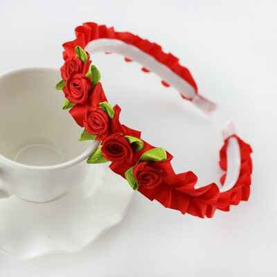 

Colorful Kids Ribbon Rose Flower Headbands Garland Hair Band Prom Head Wrap Girls Hair Accessories
