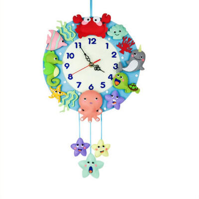 

3 Style Cute DIY Wall Clock Set Free Cutting Felt Material Cloth Animal Style Handmade Cloth Clock Home Hanging Decoration