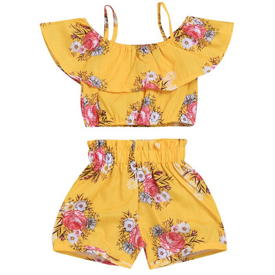 

Toddler Baby Kids Girl Floral Tee TopsPants Shorts Outfits Clothes T-shirt