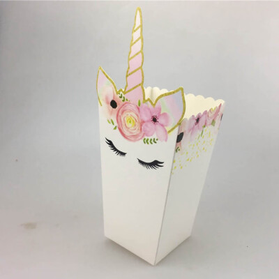 

Popcorn Snack Boxes--Rainbow Unicorn Pattern Treat Box Popcorn Container for Baby Shower Birthday Party Supplies