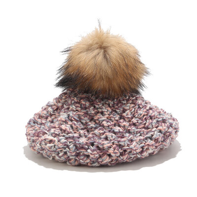 

Tailored Fashion Women Winter Knit Hat Foxes Ball Collar Set Thick Warm Solid Earmuff Hat