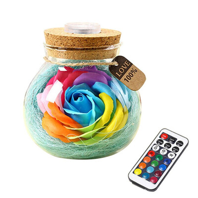 

Romantic Light Valentines Day Gift Led Bulb Rgb Dimmer Lamp Rose Flower Bottle With Remote Control For Mom Girl Birthday Gift