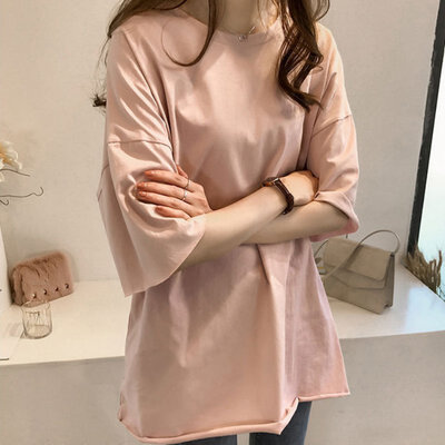 

EFINNY Fall Oversize Women T-shirt Candy Streetwear Casual Shirt Perfect Basics Tees Long Tops