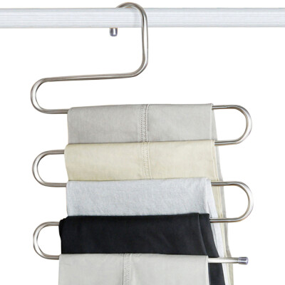 

Shape Multilayer Stainless Steel Magic Pants Hangers Space Savers Storage Rack for Hanging Jeans Scarf Tie