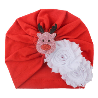 

New Autumn Soft Cute Newborn Baby Christmas Cartoon Flower Girls Caps Infant Hat Turban Elastic Cap
