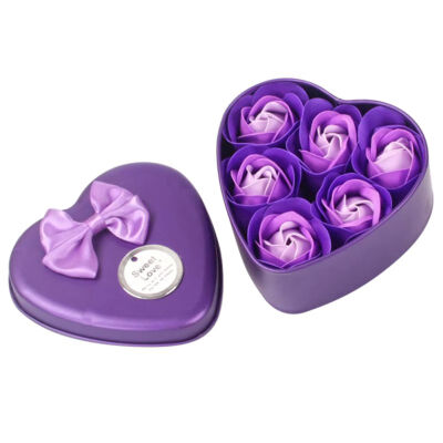 

6Pcs Scented Rose Petal Gift Heart Shape Box Bath Body Soap Flower Gift Wedding Party Favor