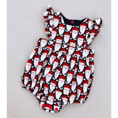 

Christmas Newborn Baby Girl Ruffle Santa Print Romper Bodysuit Overall Clothes
