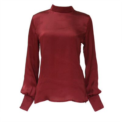 

Elegant Lady Chiffon Blouse Women Long Sleeve Turtleneck Work Wear Shirts Tops Casual Solid Blusas