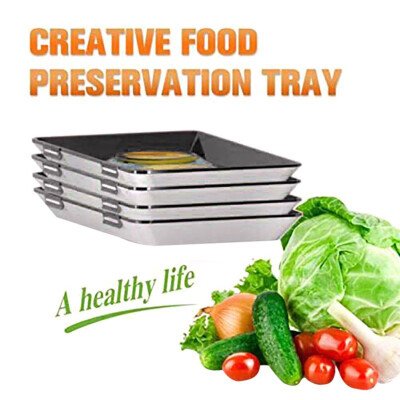 

Food Plastic Preservation Tray Reusable Fresh-Keeping Tray With Elastic Lid Seal Storage Container Kitchen Tools