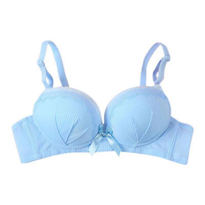 

Lace-Side Rimless Gathered Bras Adjustable Wire Free Push Up Bras Sexy Bow Twist Padded Underwear Women Bras