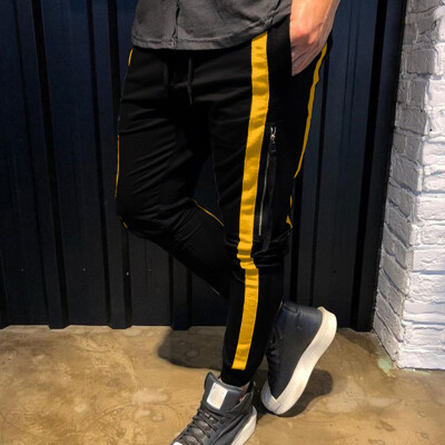 

Gobestart Fashion Men Casual Solid Drawstring Elastic Waist Sport Long Pant Trousers