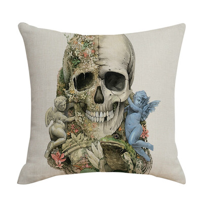 

2019 New Halloween Pillowcase Unique Skeleton Head Pattern Sofa Cushion Cover Festive Party Supplies