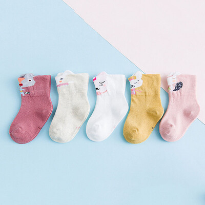

5 Pairs Lot Soft Toddler Baby Socks Cute Warm Cotton Anti-Slip Ankle Socks Autumn&Winter Socks for 0-14 Months Children Clo
