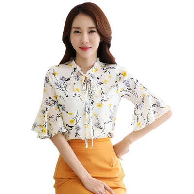

2017 Women Summer Casual Chiffon Shirt Fashion Print Floral Tops Female Ladies Girls Blusas W1