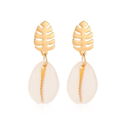 

Natural Cowrie Shell Pendant Drop Earrings Handmade Sea Shell Beads Ear Stud Boho Hawaii Sea Beach Jewelry