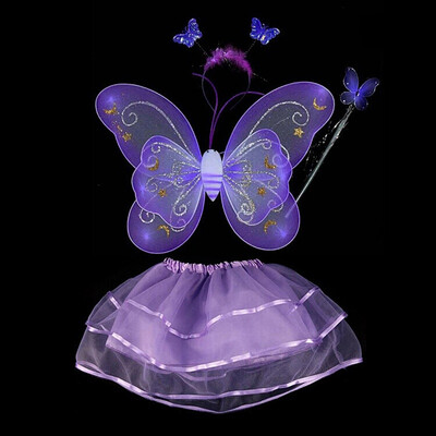 

Butterfly Wing Wand Headband Tutu Skirt Cosplay Costume For Fairy Girl Kid 6475