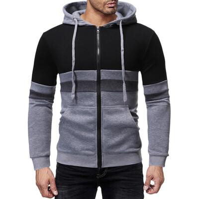 

Toponeto Men Autum Winter Long Sleeve Hooded Sweatshirt Patchwork Outwear Tops Blouse