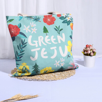 

Gobestart Portable&Washable Linen Plant Pattern Receipt Bag Reusable Shopping Bag