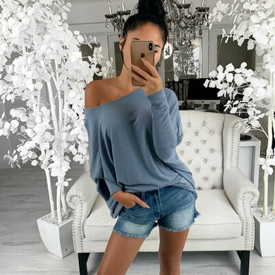 

Women Sexy Off Shoulder Baggy Tops Loose Blouse Long Sleeve Blouse Jumpers Tops