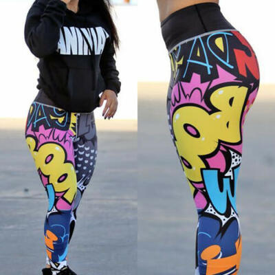 

Women Letter Yoga Running Pants Gym Workout Fitness Clothes Tights Sport Wear