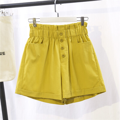 

2019 Summer Shorts Womens Wide Leg Elastic Waist Solid Color Summer Pockets Casual Hot Short feminino spodenki damskie
