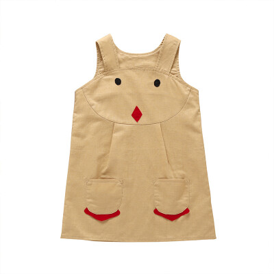 

Summer Casual Baby Girls Cartoon Animal Pattern Strap Dress Cotton Kids Toddler Sleeveless Sundress