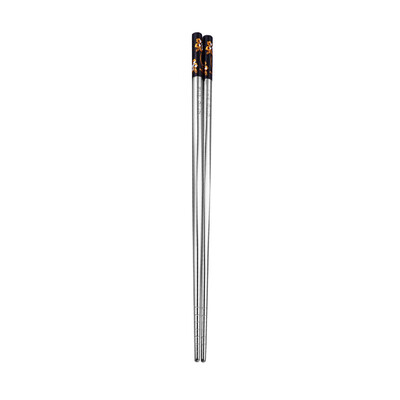 

Gobestart 1 Pair Length White Flower Pattern Stainless Steel Chopsticks Pair New BK