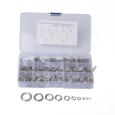 

275PCSSet Stainless Steel Spring Washers M2-16M Split Lock Washer Gasket Repair Accessories Kit 10 Sizes