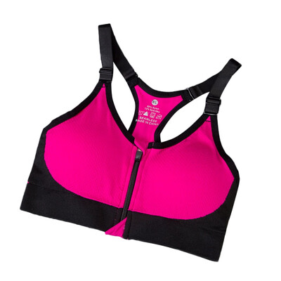 

VEAMORS Women Fitness Yoga Sports Bra For Running Gym Padded Wirefree Shakeproof Underwear Push Up Seamless Front Zipper Top Bra
