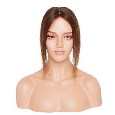 

Hand Made Silk Top Human Topper Hair Piece With Clips in Straight Hair Natural Black For Hair Loss Women