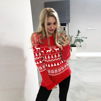 

Tailored Women Xmas Christmas Print Sweatshirts Long Sleeve Blouse Top Shirt Pullover