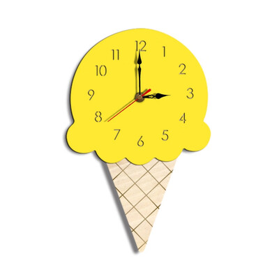 

Cute Ice Cream Shaped Decorative Wall Clock Battery Powered Mute Movement Needle Display Morden Home Decor