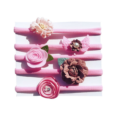 

Baby Floral Print Headband For Girls 5Pcs Baby Girl Floral Elastic Headbands Holiday Party Hair Band Headwear Accessories